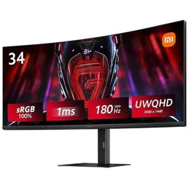Xiaomi Curved Gaming Monitor G34WQi - Monitor Gaming Curvo 34" WQHD 180Hz, 1ms, FreeSync Premium, 1500R, DCI-P3 95%, sRGB 100%, Negro